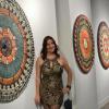 LuRu at the 2014 "Jardin de los Muertos Contentos" exhibition at Bakehouse in Wynwood, Miami with her Day of the Dead inspired tile mosaic mandalas.