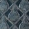 Image showing hand-made Ceramic Tortuga Tile featuring a relief pineapple design in black. 4" square.